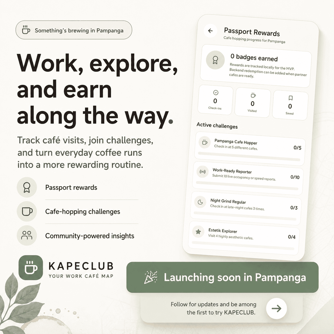 KapeClub passport rewards showing challenges and badges earned